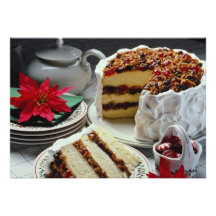 Weißes Hackfleisch, Schichtkuchen-Blumen der Walnu Personalisierte Ankündigungskarten