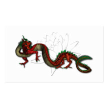 Weißes Lotus mit chinesischem Drachen Visitenkartenvorlagen