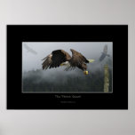 Weißkopfseeadler, Totem, nebelhafter Waldkunst-Dru Posterdrucke