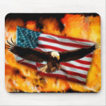 Weißkopfseeadler, US-Flagge und Flammen patriotisc