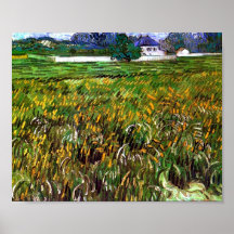 Weizen-Feld Auvers, das Weiße Haus, Vincent van Go Plakat