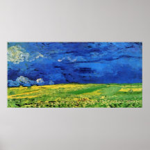 Weizen-Felder unter bewölktem Himmel Van Gogh Plakatdruck
