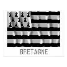 Wellenartig bewegende Flagge Bretagnes mit Namen Postkarten