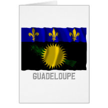 Wellenartig bewegende Flagge Guadeloupes mit Namen Karten