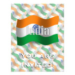Wellenartig bewegende Flagge Indiens Individuelle Einladungen