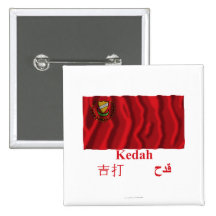 Wellenartig bewegende Flagge Kedahs mit Namen Button