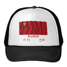 Wellenartig bewegende Flagge Kedahs mit Namen Trucker Cap