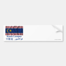 Wellenartig bewegende Flagge Kuala Lumpur mit Name Auto Sticker