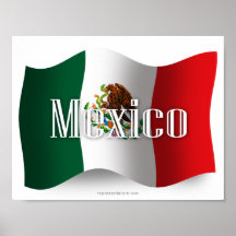 Wellenartig bewegende Flagge Mexikos Plakate