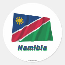 Wellenartig bewegende Flagge Namibias mit Namen Sticker