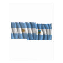 Wellenartig bewegende Flaggen Argentiniens u. La P Postkarte
