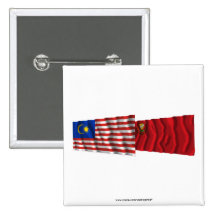 Wellenartig bewegende Flaggen Malaysias u. Kedahs Anstecknadelbuttons