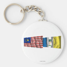 Wellenartig bewegende Flaggen Malaysias u. Penangs Schlüsselanhänger