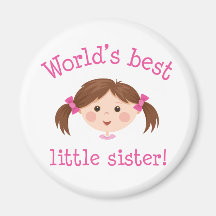 Weltbeste kleine Schwester - braunes Haar Magnets