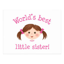 Weltbeste kleine Schwester - braunes Haar Postkarten