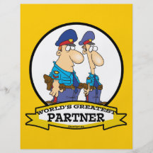 WELTBESTE POLIZIST-POLIZEI PARTNER MANN-CARTOON FLYERBEDRUCKUNG