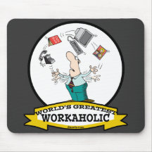 WELTBESTER CARTOON DER WORKAHOLIC-MANN-II MOUSEPADS