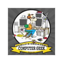 WELTBESTER COMPUTERgeek-MANN-CARTOON Leinwanddruck