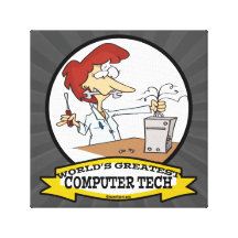 WELTBESTER COMPUTERtech-FRAUEN-CARTOON Leinwanddruck