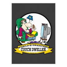 WELTBESTER COUCH-BEWOHNER-CARTOON PERSONALISIERTE EINLADUNGEN