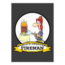 WELTBESTER FEUERWEHRMANN-MANN-CARTOON INDIVIDUELLE EINLADUNG