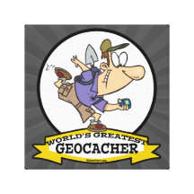 WELTBESTER GEOCACHER MANN-CARTOON LEINWANDDRUCKE