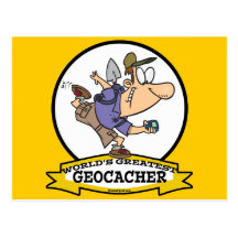 WELTBESTER GEOCACHER MANN-CARTOON POSTKARTEN