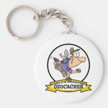 WELTBESTER GEOCACHER MANN-CARTOON SCHLÜSSELBAND