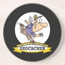 WELTBESTER GEOCACHER MANN-CARTOON GETRÄNKEUNTERSETZER