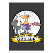 WELTBESTER GRILLVORRICHTUNGS-MANN-CARTOON EINLADUNGSKARTE