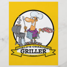 WELTBESTER GRILLVORRICHTUNGS-MANN-CARTOON BEDRUCKTE FLYER