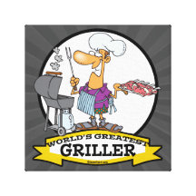 WELTBESTER GRILLVORRICHTUNGS-MANN-CARTOON GESPANNTE GALERIE DRUCKE