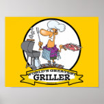 WELTBESTER GRILLVORRICHTUNGS-MANN-CARTOON POSTERDRUCK