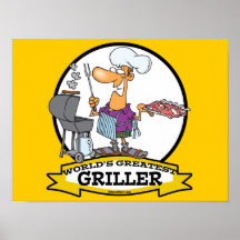 WELTBESTER GRILLVORRICHTUNGS-MANN-CARTOON POSTERDRUCK