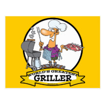 WELTBESTER GRILLVORRICHTUNGS-MANN-CARTOON POSTKARTE