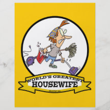 WELTBESTER HAUSFRAU-FRAUEN-CARTOON FLYER DRUCK