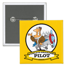 WELTBESTER MANN-CARTOON DES PILOTii Buttons