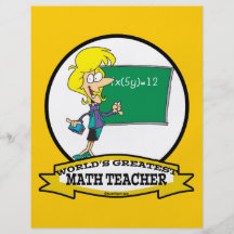 WELTBESTER MATHE-LEHRER-FRAUEN-CARTOON BEDRUCKTE FLYER