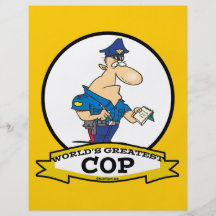 WELTBESTER POLIZIST-MANN-CARTOON FLYERDRUCK