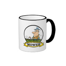 WELTBESTER RASENMÄHER-MANN-CARTOON KAFFEE HAFERL