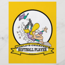WELTBESTER SOFTBALL-SPIELER-CARTOON BEDRUCKTE FLYER