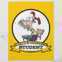 WELTBESTER STUDENTEN-MÄDCHEN-CARTOON FLYERDRUCK