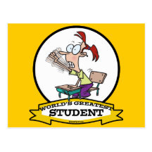 WELTBESTER STUDENTEN-MÄDCHEN-CARTOON POSTKARTE