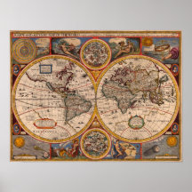 Weltkarte 1651 poster