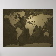 Weltkarte-Gold Posterdrucke