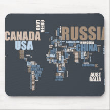 Weltkarte in den Wörtern Mousepad