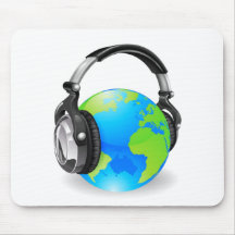 Weltkugel-Musikkopfhörer Mousepad