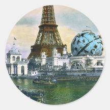 Weltmesse 1889 Paris Frankreich - Vintage Reise Runde Sticker