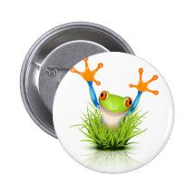 Wenig Baum-Frosch im Gras Anstecknadelbuttons