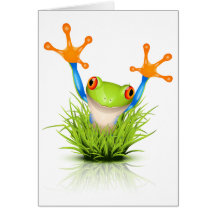 Wenig Baum-Frosch im Gras Karten